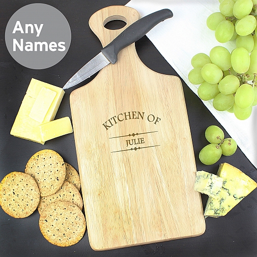Personalised Kitchen Of Large Paddle Chopping Board