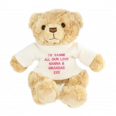 Personalised Pink Teddy Message Bear