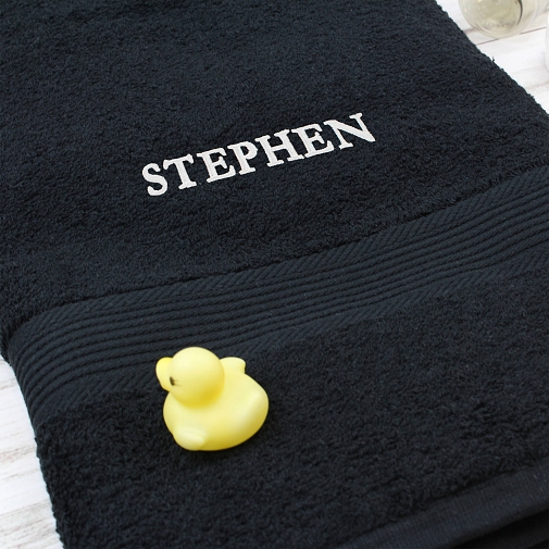 Personalised Black Bath Towel