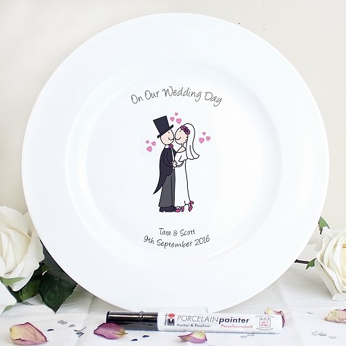 Personalised Cartoon Couple Message Plate