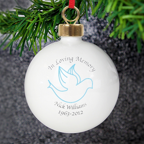 Personalised In Loving Memory Blue Bauble