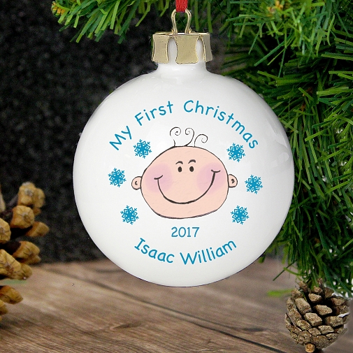 Personalised Baby Boy My First Christmas Bauble