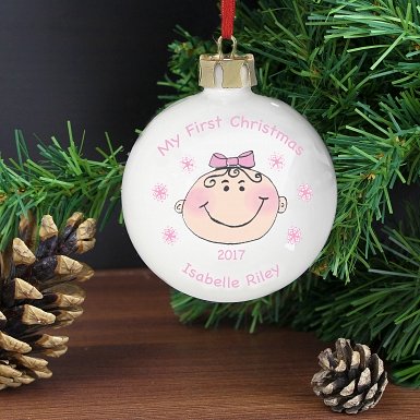 Personalised Baby Girl My First Christmas Bauble