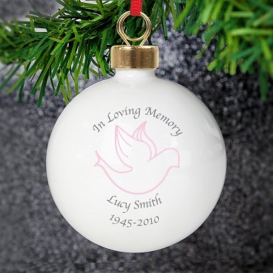 Personalised In Loving Memory Pink Bauble