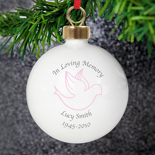 Personalised In Loving Memory Pink Bauble