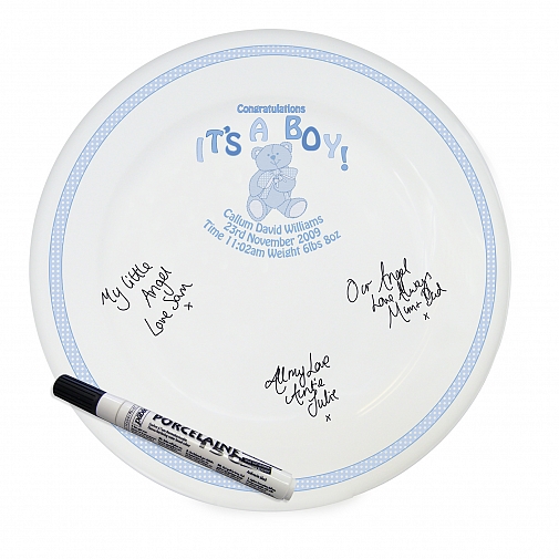 Personalised Teddy It's a Boy Message Plate
