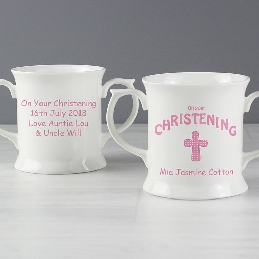 Personalised Cross Christening Loving Mug