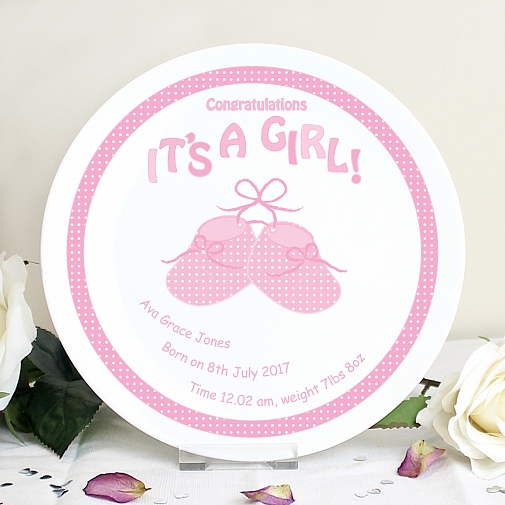 Personalised Bootee It's a Girl Plate