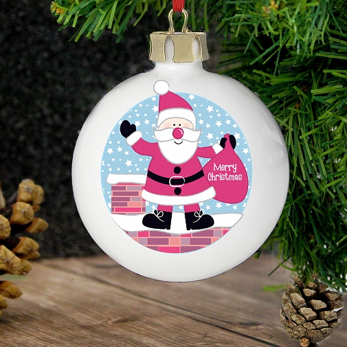 Personalised Rooftop Santa Christmas Bauble