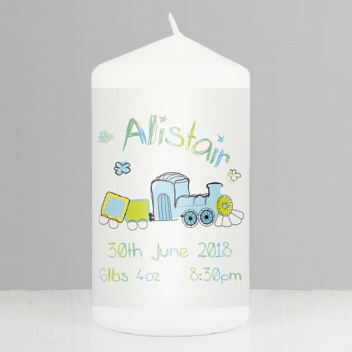 Personalised Patchwork Train Candle