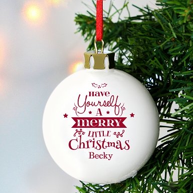 Personalised Merry Little Christmas Bauble