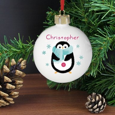 Personalised Felt Stitch Penguin Bauble