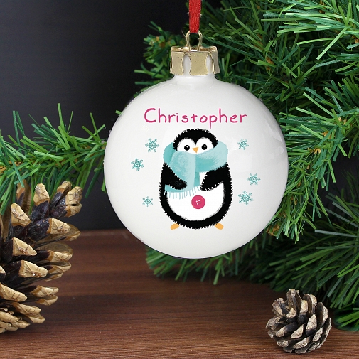 Personalised Felt Stitch Penguin Bauble