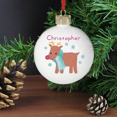 Personalised Felt Stitch Reindeer Bauble