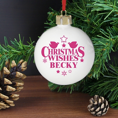 Personalised Christmas Wishes Bauble