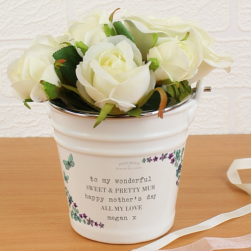 Personalised Forget Me Not Porcelain Bucket