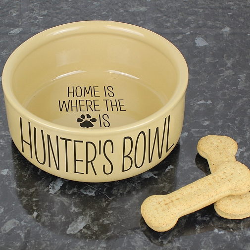 Personalised Home Is Where Large Brown Dog Bowl