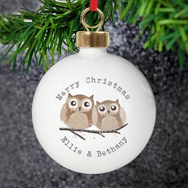 Personalised Woodland Owl Bauble