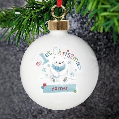 Personalised Polar Bear My 1st Chistmas Bauble