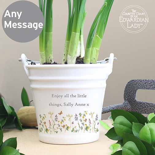Personalised Country Diary Wild Flowers Porcelain Bucket