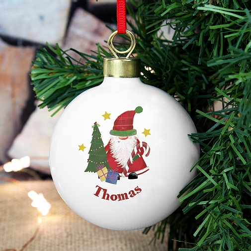 Personalised Tartan Santa Bauble