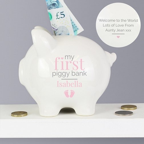 Personalised Pink My First Piggy Bank