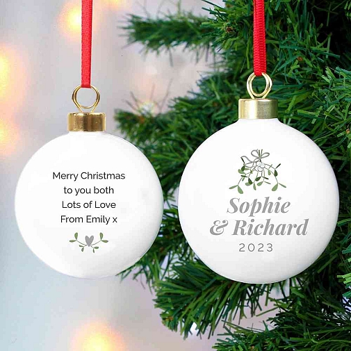 Personalised Couples Mistletoe Bauble