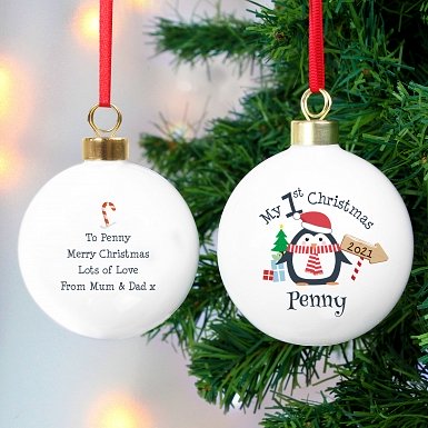 Personalised My 1st Christmas Penguin Bauble