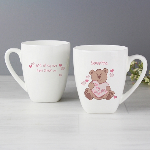 Personalised Be My Valentine Bear Latte Mug