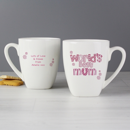 Personalised Pink Patterns Worlds Best Latte Mug