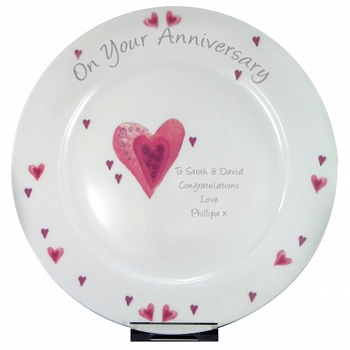 Personalised Hearts Anniversary Plate