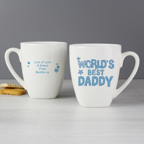 Personalised Patterns Worlds Best Blue Latte Mug
