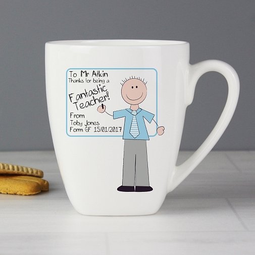Personalised Blue Teacher Whiteboard Latte Mug