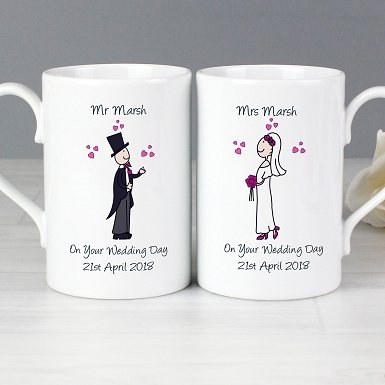 Personalised Bride & Groom Mug Set