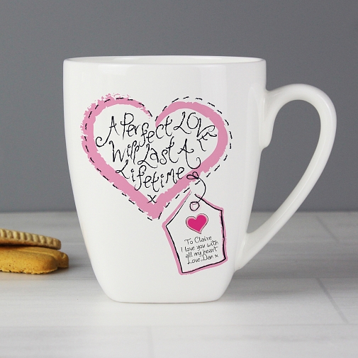 Personalised Stitch Heart Perfect Love Latte Mug
