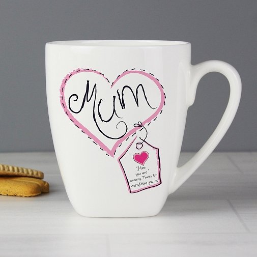Personalised Heart Stitch Mum Latte Mug