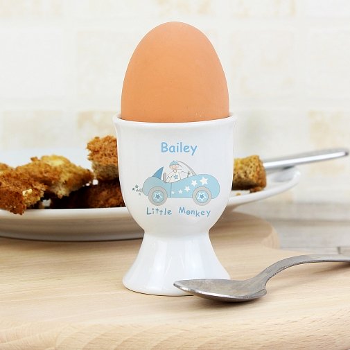 Personalised Little Monkey in Car Egg Cup