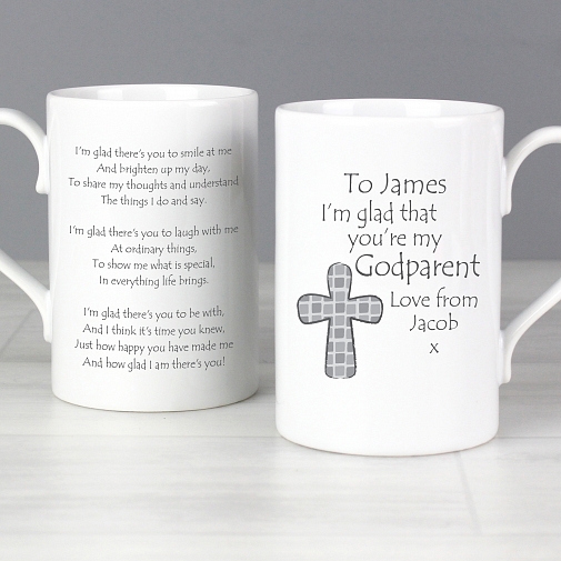 Personalised Godparent Cross Slim Mug