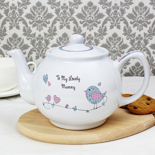 Personalised Floral Bird Teapot