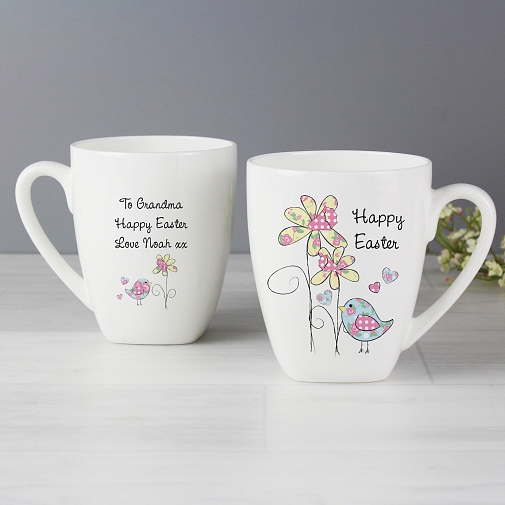 Personalised Easter Daffodil & chick Latte Mug