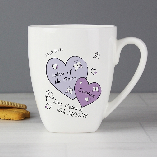 Personalised Butterfly Hearts Wedding Latte Mug