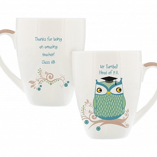 Personalised Mr Owl Teacher Latte Mug