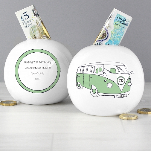Personalised Green Campervan Money Box