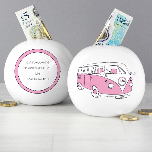Personalised Pink Camper Van Money Box