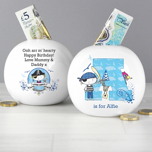 Personalised Pirate Letter Money Box