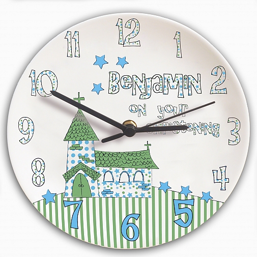 Personalised Church Boys Christening Clock