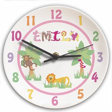 Personalised Animal Alphabet Girls Clock