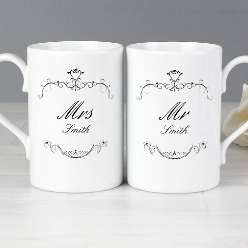 Personalised Ornate Swirl Mug Set