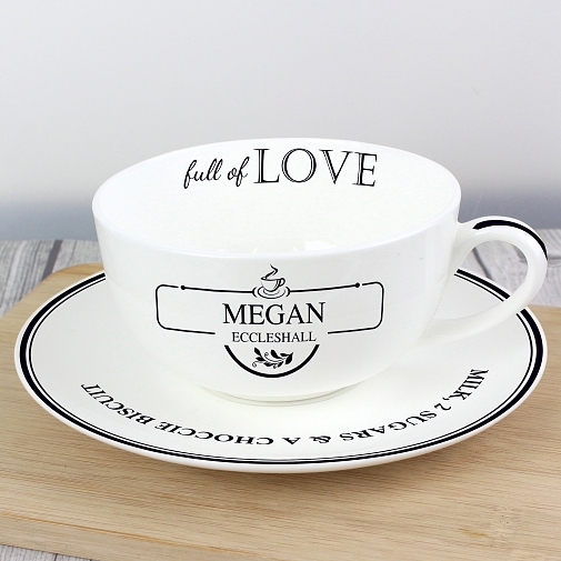 Personalised Full of Love Teacup & Saucer