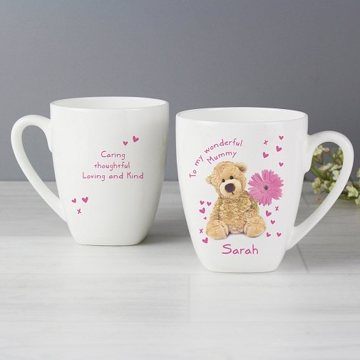 Personalised Teddy Flower Latte Mug
